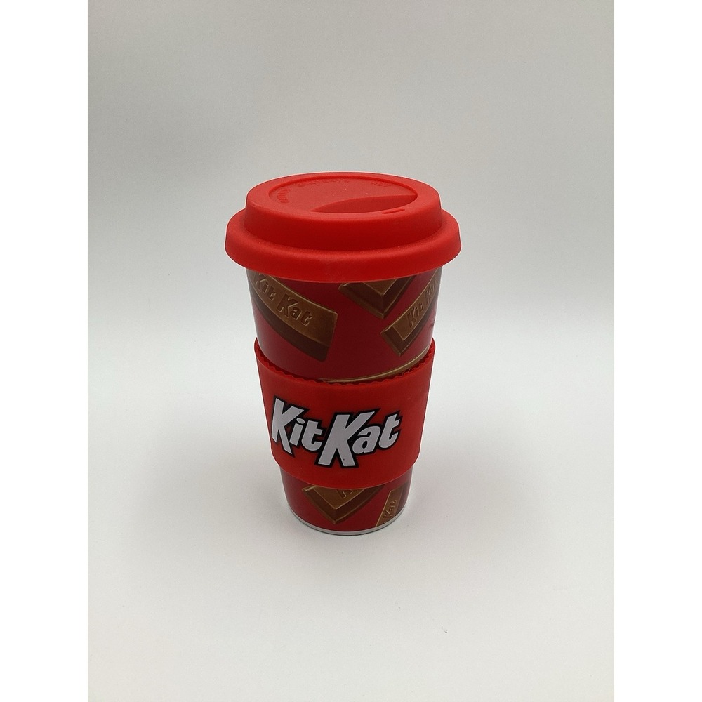 Kit‎ Kat Ceramic Travel Tumbler W/Silicone Lid & Band Hershey